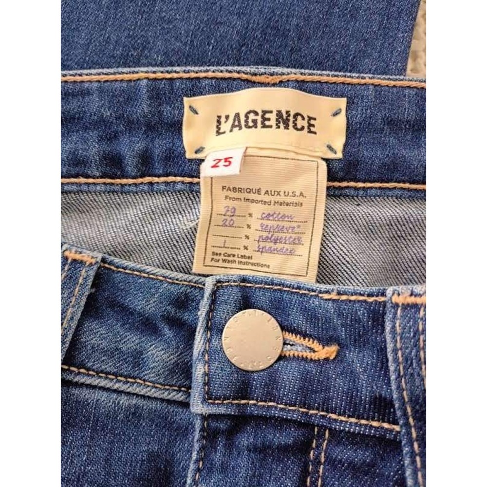 L'AGENCE NWOT Margot High Rise Skinny Jeans Byers Blue 25x26 Stretch Denim $265 - Picture 4 of 10